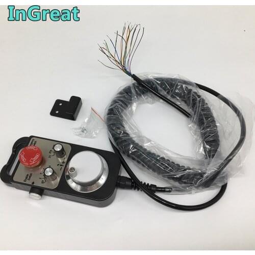 Universal MPG Hand Wheel 4 Axis Pendant Handwheel Manual Pulse Generator with Emergency Stop for CNC Router Printer Lathe