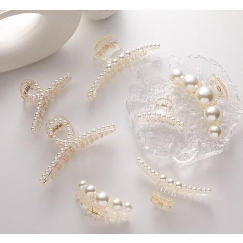 Hair Clips for Women Fashion Simple Pearl Acrylic Hairpin Geometry Engagement Jewelry Accessories Wholesale