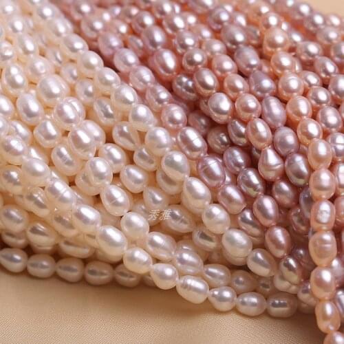 Wholesale 5-6mm Freshwater Natural Rice Shape Real Loose Pearl Necklace Strand String, 10pcs/lot