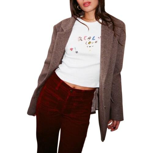 Womens Cute Letter Print T-Shirt Summer Short Sleeve Crewneck Slim Fitted Crop Top Casual Tees