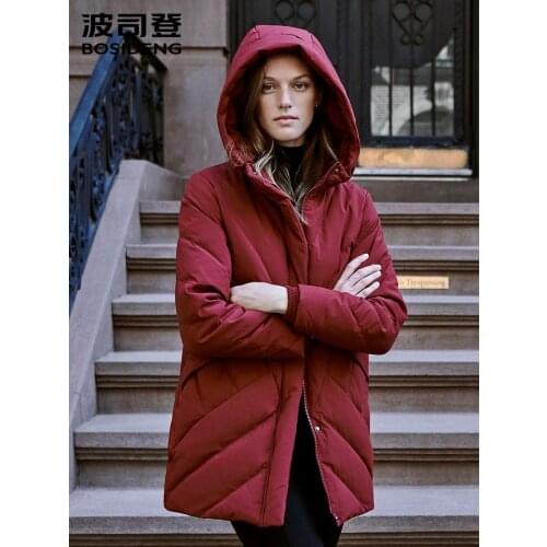 Bosideng Duck Down Jacket Women Hooded Winter Outerwear Coats Female Casual Short Loose Warm Windproof Puffer Jacket B90141002B