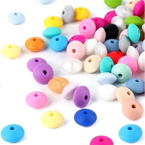 100Pcs Silicone Lentil Beads BPA Free for DIY Baby Teething Necklace Accessories Oral Care Baby Teether