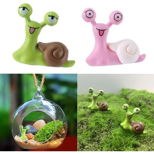 2 Pcs Garden Ornament Snail Shape No Fade Plastic Snail Fairy Garden Accessorie for Home