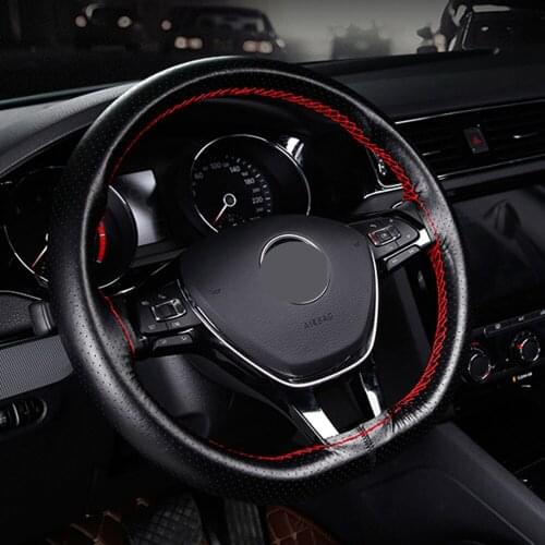 Car Steering Wheel Braid Cover Soft Texture Car Covers With Needles And Thread Artificial Leather Diameter 38cm Steering Cover