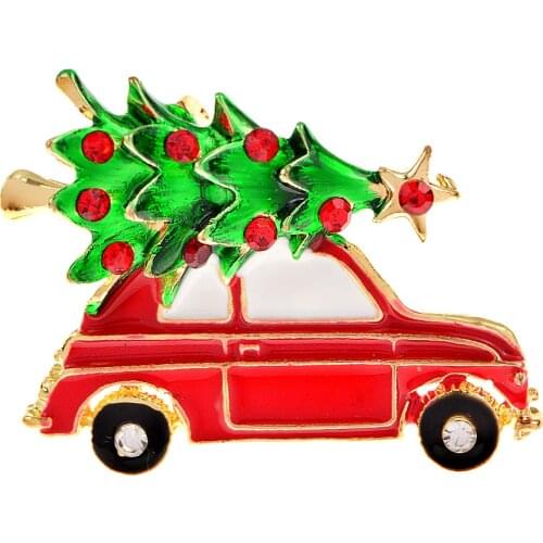 CINDY XIANG Creative Christmas Tree Brooches For Men Cute Enamel Car Shape Design Brooch Pins Jewelry Christmas Gifs For Friends