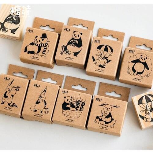 Animals Family Wood Stamp Diy Craft Wooden Rubber Stamps For Scrapbooking Stationery Scrapbooking Standard Stamp