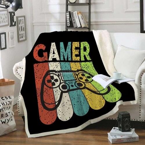 Gamepad Game Kids Fleece Blanket Gamer Gift Fashion Bedspread Velvet Plush Soft Comfortable Camping Aircraft Blankets Home Decor
