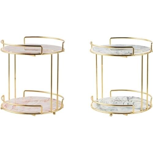 Double Layer Nordic Marble Cake Display Stand Pastry Fruit Tray Golden Dessert Table Home Party Decoration Rack