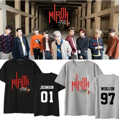 Kpop StrayKids Album MIROH Short sleeve t-shirt Women/Men Fans tee Shirts Hip Hop Loose Clothes streetwear korean Harajuku Tops