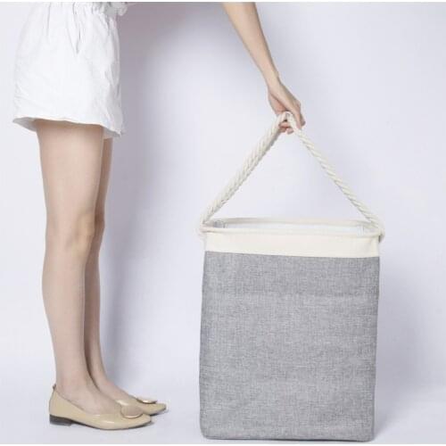 Cotton Linen Laundry Basket Toy Household Sundries Storage Bag Detachable Bracket Foldable Dirty Clothes Storage Basket