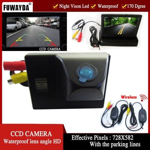 FUWAYDA Wireless CCD Car Rear View backup Camera for TOYOTA Land Cruiser LC 100 120 4500 4700,with 4.3 Inch foldable LCD Monitor