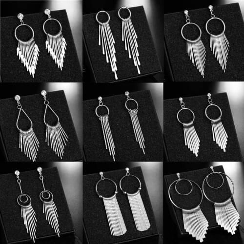 Creative Geometric Alloy Crystal Long Stud For Women Fashion Exaggeration Big Metal Cold Wind Earrings Accessories Wholesale