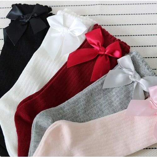 Baby Girls Bow Socks Boot Covers Kids Baby Cotton Candy Color Autumn Fall Infant Toddler New Fashion Socks 0.6kg#25