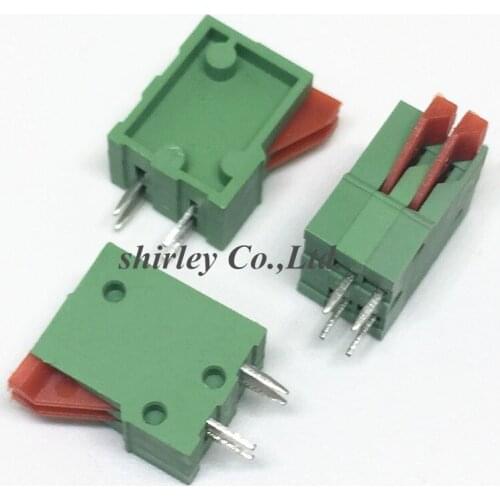 100PCS NEW KF141R-2P 2Pin Can be spliced Connection terminals 2.54mm Pitch Right Angle PCB Spring Teminal Block Connector