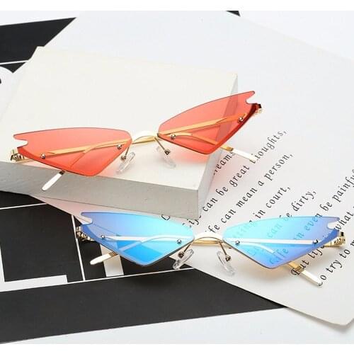 Hot Sale New Sunglasses Cat Eye for women fashion Sunglasses Vintage Fashion Rimless Triangle UV400 Brand Designer Gafas De Sol