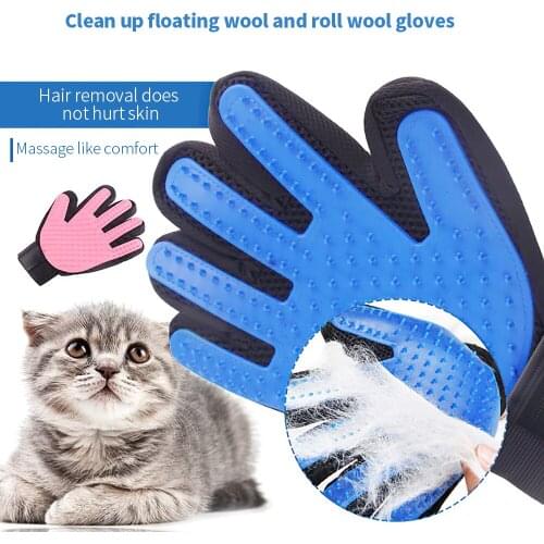 Dog Pet Grooming Glove Silicone Cats Brush Comb Deshedding Hair Gloves Dogs Bath Cleaning Supplies Animal Combs Massage