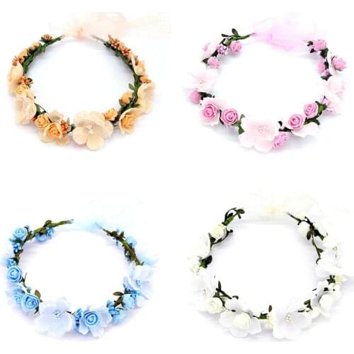 Beach Party Crown Bride Wedding Headband Boho Floral Headdress Flower Hairband