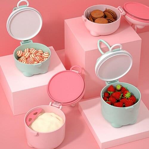 Baby Milk Powder Portable Cute Pig Food Storage Box With Spoon Essential Cereal Infant Milk Powder Box Toddle Snacks Container