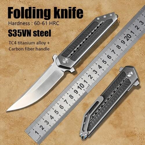 S35VN Steel Outdoor Camping Utility Self Defense Rescue EDC Tool Tactical Hunting Pocket Folding Knife