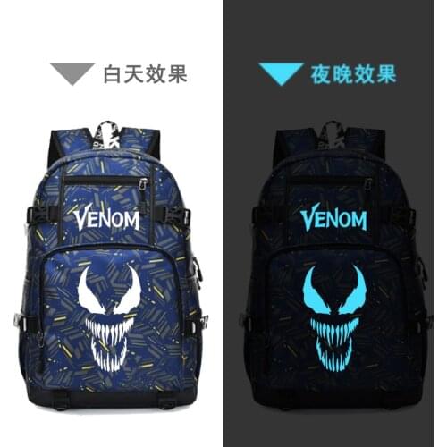 Avengers Venom Spider-Man School Bag Luminous Marvel Peripheral Student Backpack Computer Bag
