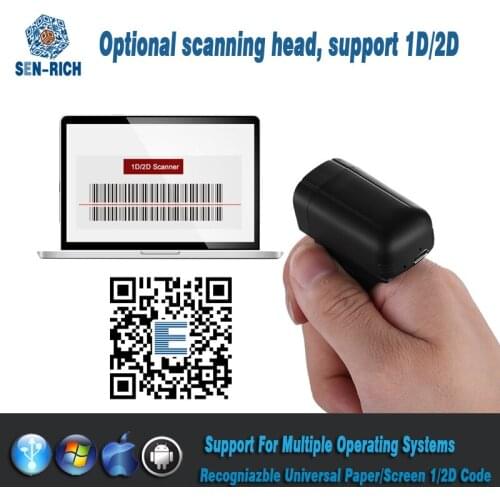 Mini Bluetooth Finger Ring 1D/2D Scanner Barcode Reader IOS Android Win PDF417 DM QR Code 2D Wireless Scanner