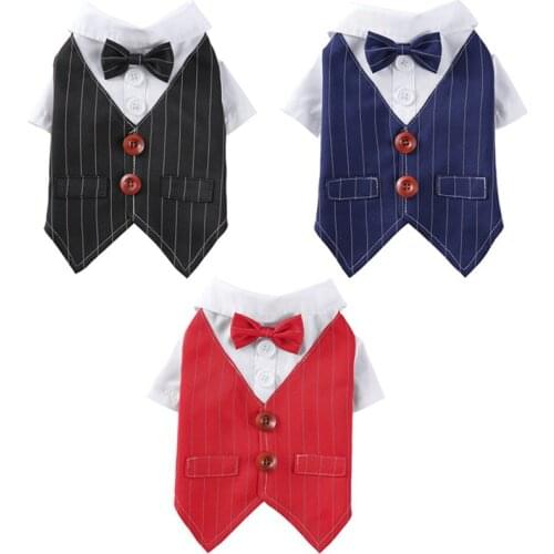 Gentleman Dog Tuxedo Suit Pet Dog Clothes For Small Medium Large Dog Puppy Shirt Dog Bow Tie Formal Outfit For Wedding Party