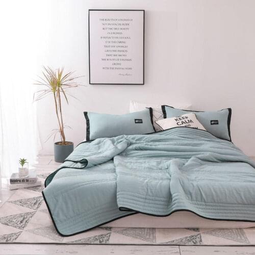 Air Condition Thin Stripe Summer Cool Quilt Single Double Breathable Sofa Office Bed Travel Quilts Throw Blanket