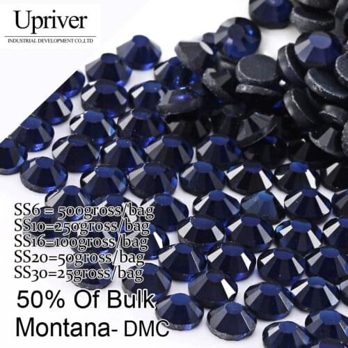 Top Quality Grid bottom Bulk Packing 14 Slices Glass Montana Rhinestone Crystal Hotfix Rhinestones Bright