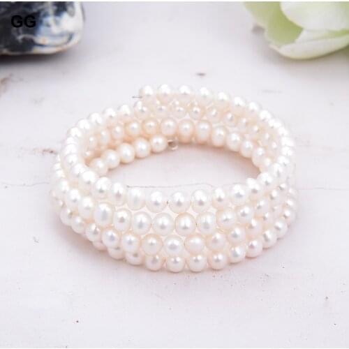 GuaiGuai Jewelry Classic Natural White Pearl Bracelet Bangle For Women Girl Fashion Jewelry