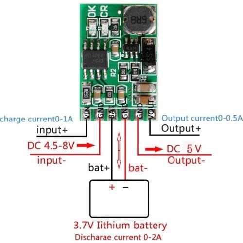 5V UPS Power Diy Board Charger & Step-up DC DC Converter DD05CVSA 2 in 1 charge and Discharger(boost) modules
