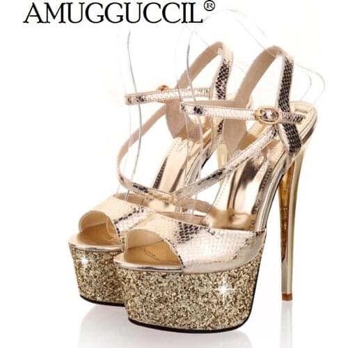 2020 New Big Size 35-48 Gold Silver Buckle Fashion Sexy High Heel Platform Party Wedding Summer Female Women Shoes Sandals L1067