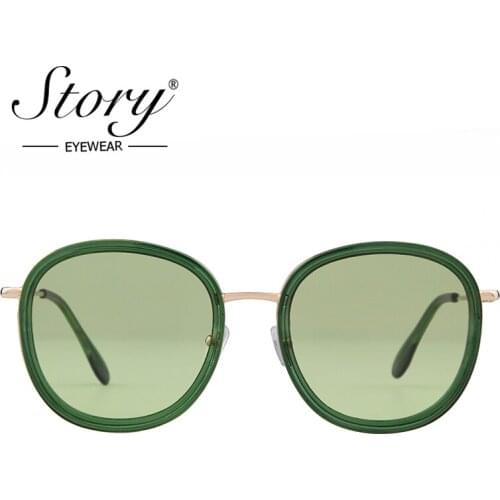 STORY fashion round sunglasses women men 2019 brand luxury design green candy lens pink frame Polarized sun glasses shades Z3769