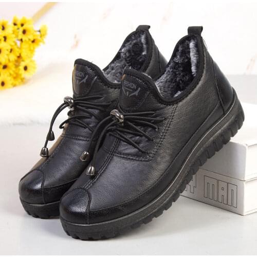 Women PU Leather Platform Snow Boots 2021 Trend Winter Slip On Warm Faux Rabbit Fur Plush Lady Shoes Casual Comfort Ankle Boots