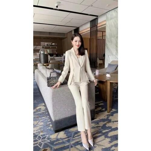Autumn Sets Women 2021 High Fashion Designer Solid Blazer Coat and Pants Set 2pieces