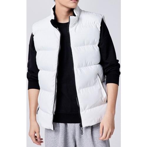 Men Vest Jacket Autumn Winter Big Size Down Vest Jacket Sleeveless Jacket Solid Color White Puffer Jacket Streetwear Fashion Men