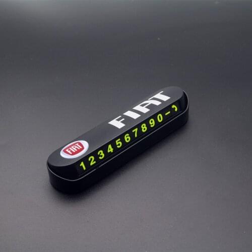 1PCS 3D Luminous Car Temporary Parking Card Sticker Emblem Auto Phone Number Card Plate For Fiat ABARTH Car styling Accessories