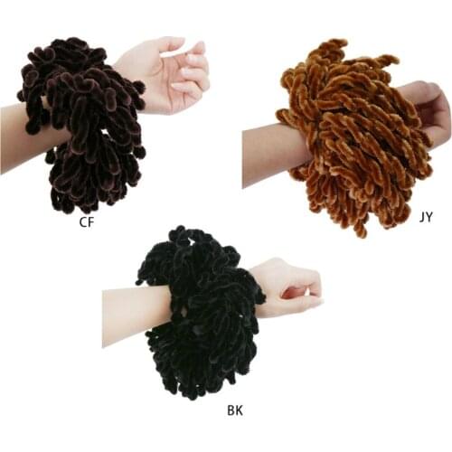 1Pc Muslim Women Fluffy Velvet Hijab Scrunchies Solid Color Plain Big Hair Ring Tie Bun Clip Flexible Rubber Band Headwear 97QE