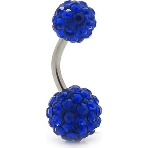 1pcs Blue Crystal Navel Belly Button Ring Pircing Surgical Steel Real Belly Piercing Cute Navel Ringen Bar Navel Belly