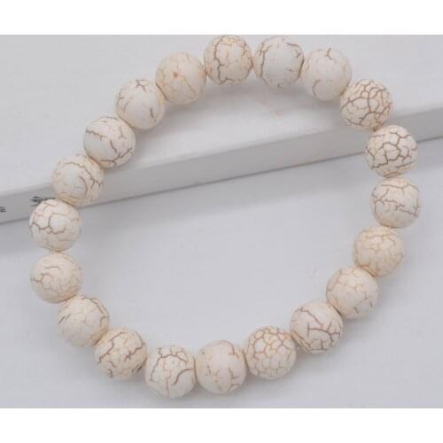 10MM White Howlite Round Beads Bracelet Stretch Jewelry 8 Inch G241