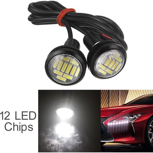2pcs/lot Waterproof 12V 15W 22mm 12 LED Eagle Eye Car Fog Lamp Bulb Auto DRL Daytime Reversing Backup Parking Signal Light