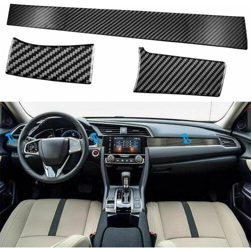 3pcs car sticker carbon fiber center dashboard console decoration sticker car shape suitable for Honda Civic 2016-2019