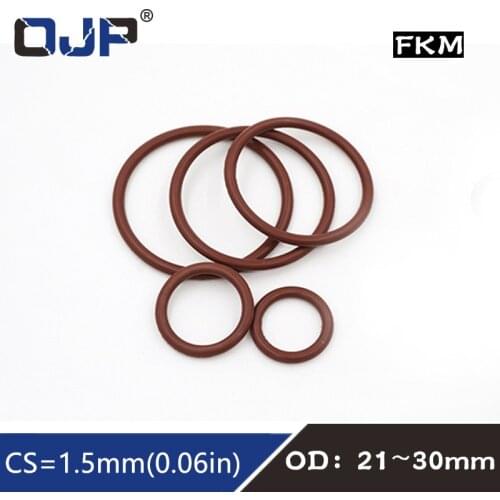 3PCS/lot Rubber Ring Brown FKM O ring Seal CS:1.5mm OD21/22/23/24/25/26/27/28/29/30mm Rubber O-Ring Seal Oil Gasket Washer