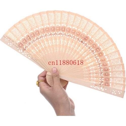 500pcs/lot Free shipping Wedding Favor gift Home Decoration Crafts Wooden Fan Wood Art Folding Carved Hand Fan