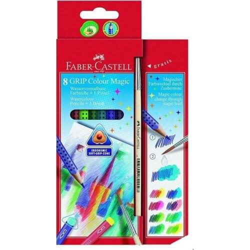 Faber Castell 8 Colors Grip Watercolor Magic Pencils Vivid Colors With Brush