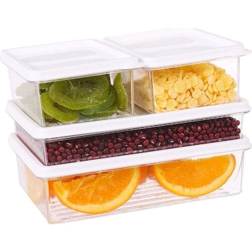 New Clear Fridge Storage Containers with Lids Stackable Set,4 Refrigerator Organizer Bins,Use in Snacks,Grain and Fruit