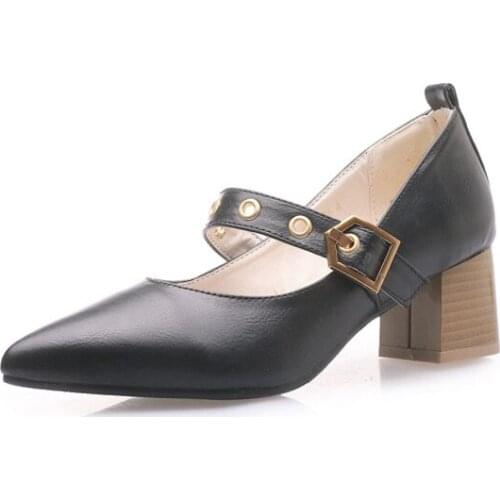 Big Size 11 12 13 14 15 ladies high heels women shoes woman pumps Rough heel Shallow mouth Package the heel Package toes