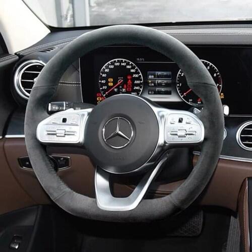 Leather Steering Wheel Cover Hand Sewing Wrap Cover For Mercedes-Benz A-Class W177 2018-2019 B Class C Class CLS