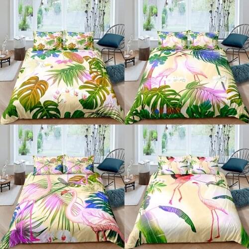 Home Textiles Luxury 3D Flamingo Duvet Cover Set and Pillowcase Kids Bedding Set AU/EU/UK/US Queen and King Size Bedding