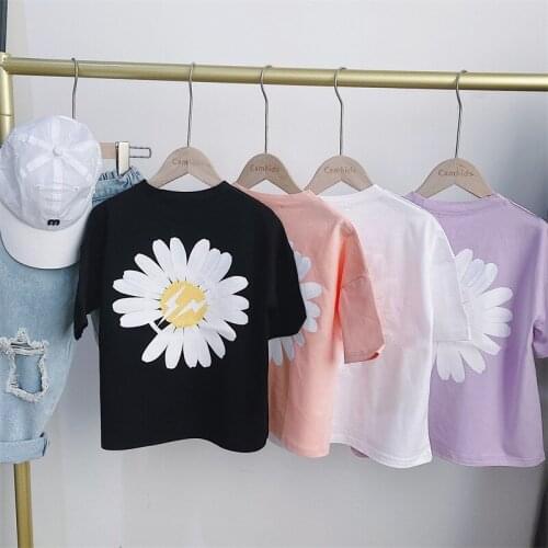 Toddler Girls T-shirts Fashion Flower Print Short Sleeve Tops for Girl Kids Clothing 2020 Summer Baby Kids Clothing 3-10 Years