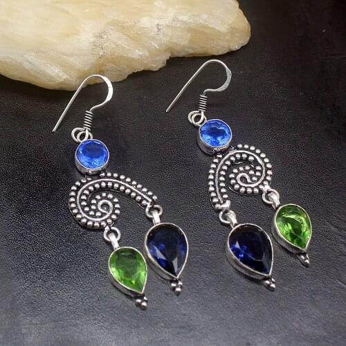 Gemstonefactory Big Promotion Unique 925 Silver Sapphire Blue Topaz Trendy Women Ladies Gifts Dangle Drop Earrings 20212281